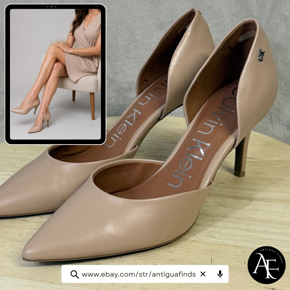 Calvin Klein Gloria Nude Pink d'Orsay Pointed Toe Stiletto Pumps Size 9M KCGLOR
